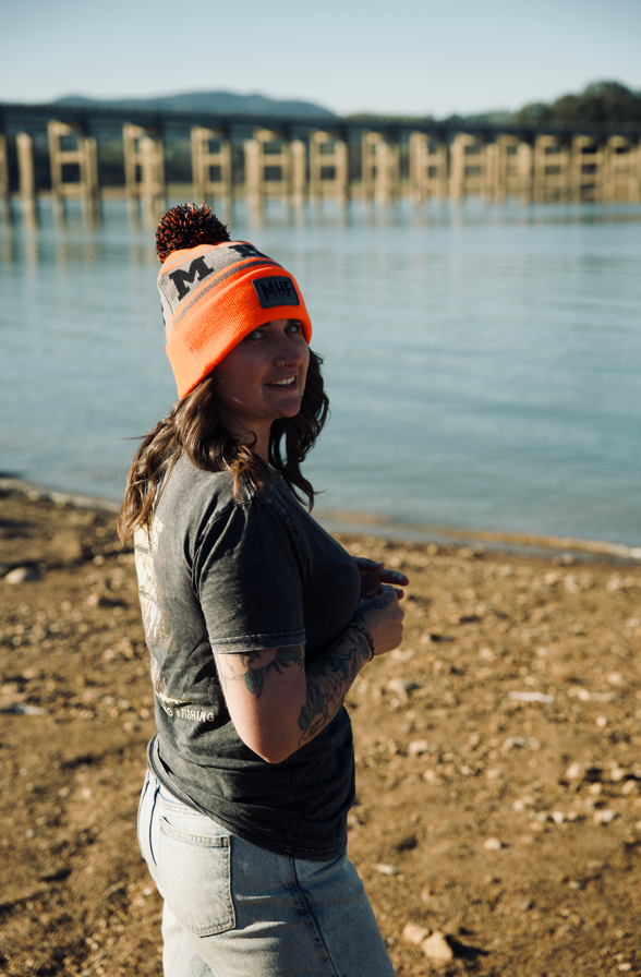 MHF Mountain Patch Beanie Blaze Orange/Grey - - Mansfield Hunting & Fishing - Products to prepare for Corona Virus