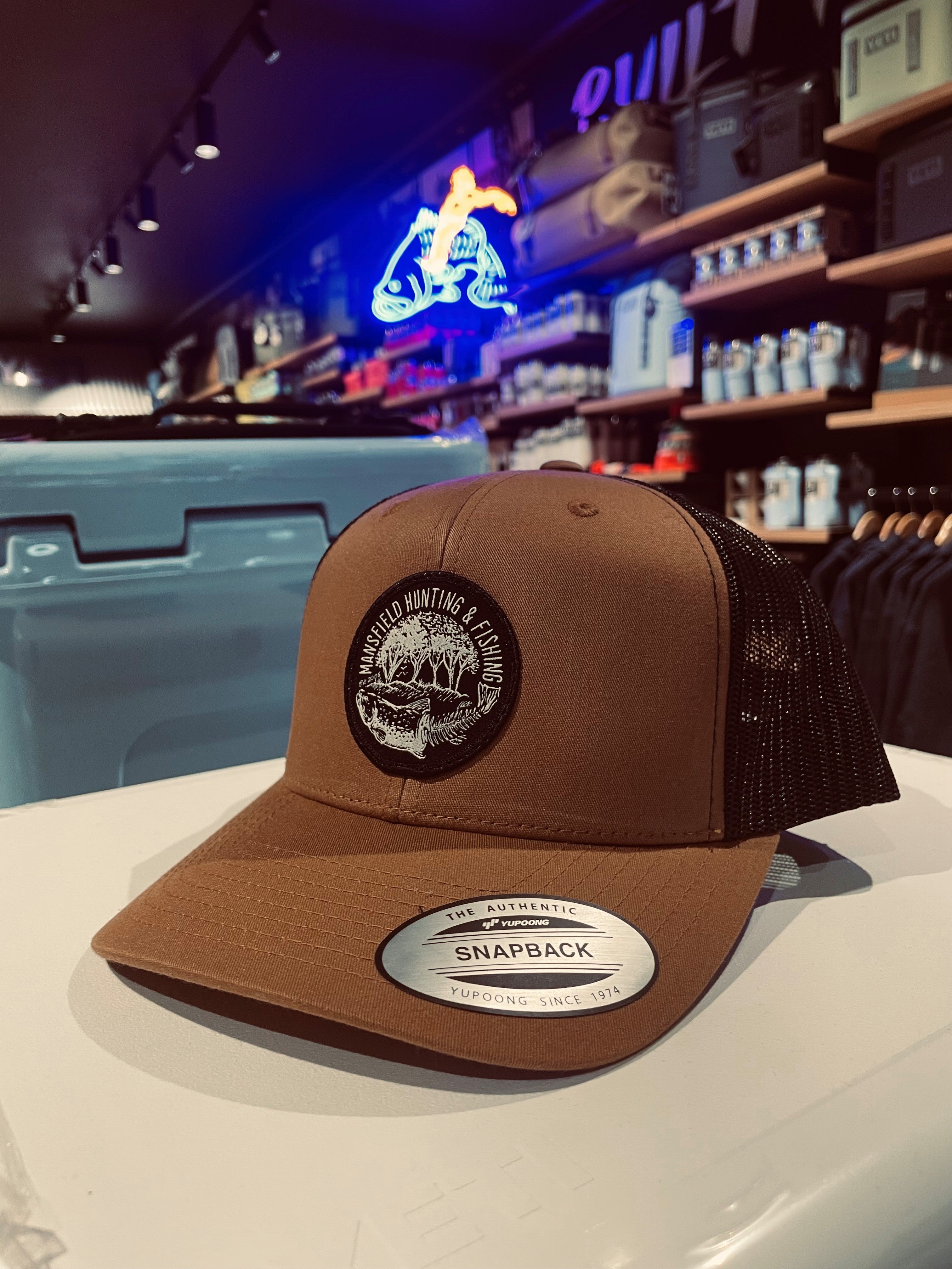 MHF Skeleton Trout Trucker Cap - Caramel/Black - - Mansfield Hunting & Fishing - Products to prepare for Corona Virus
