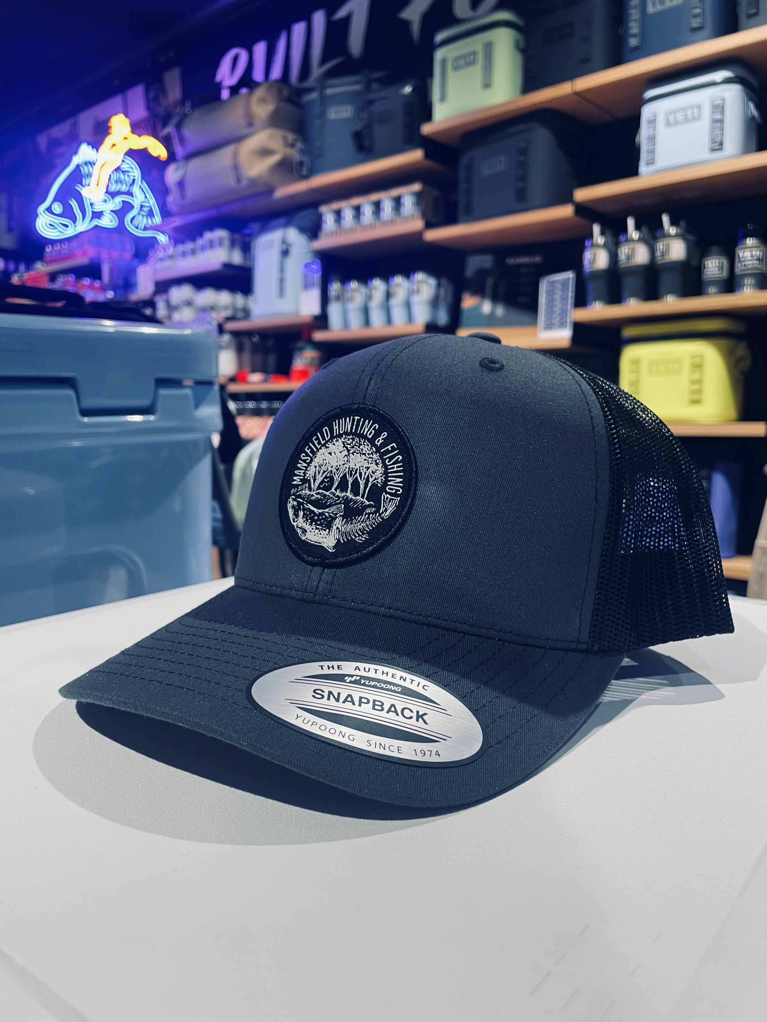 MHF Skeleton Trout Trucker Cap - Grey/Black - GREY/BLACK - Mansfield Hunting & Fishing - Products to prepare for Corona Virus