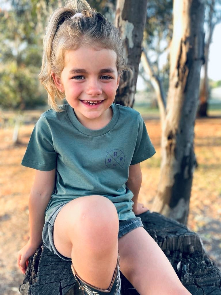 MHF Kids Lifestyle T-Shirt - Sage/Fuscia - 2 / SAGE/FUSCIA - Mansfield Hunting & Fishing - Products to prepare for Corona Virus