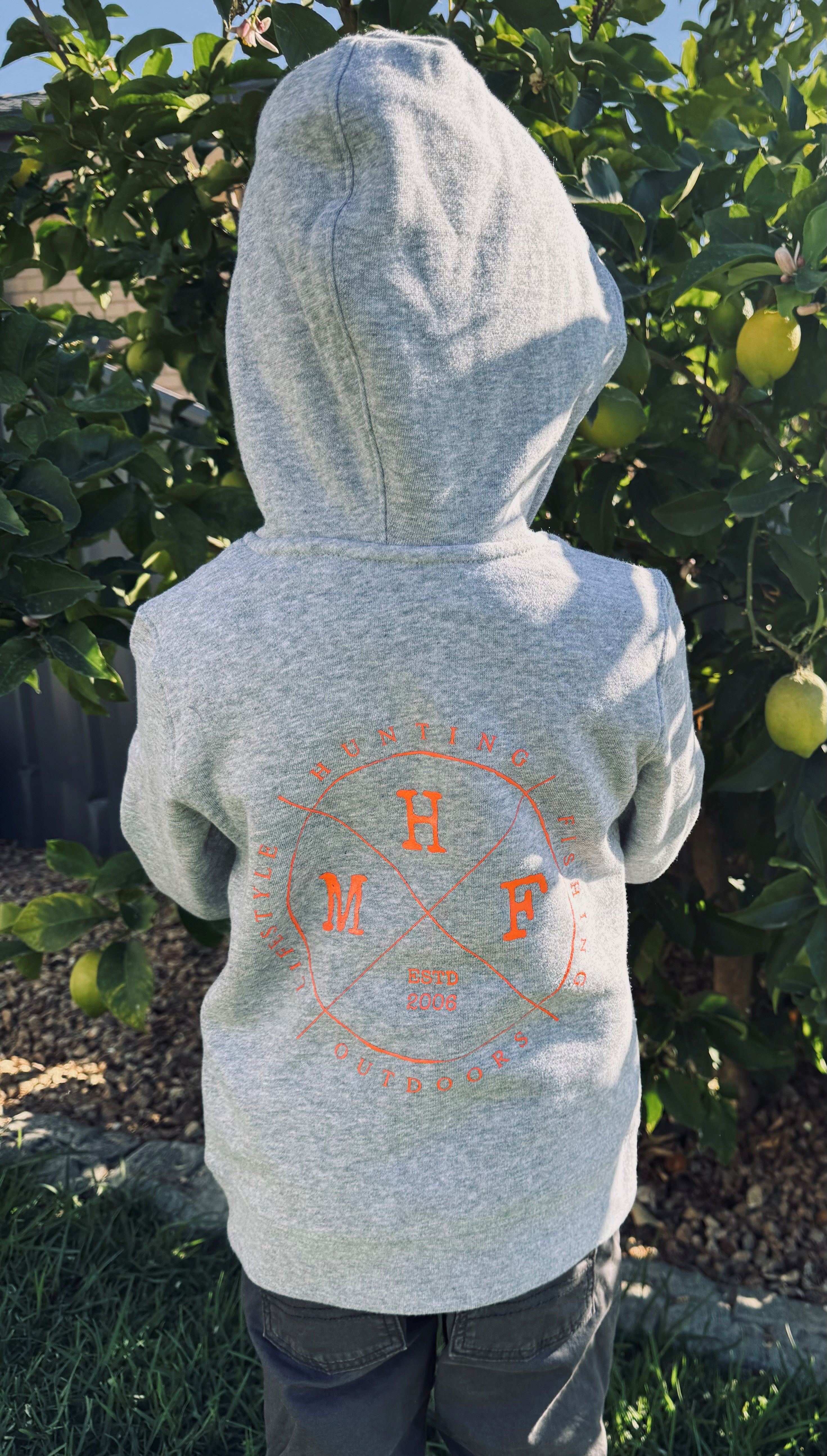 MHF Kids Lifestyle Hoodie - Grey Marle/Orange