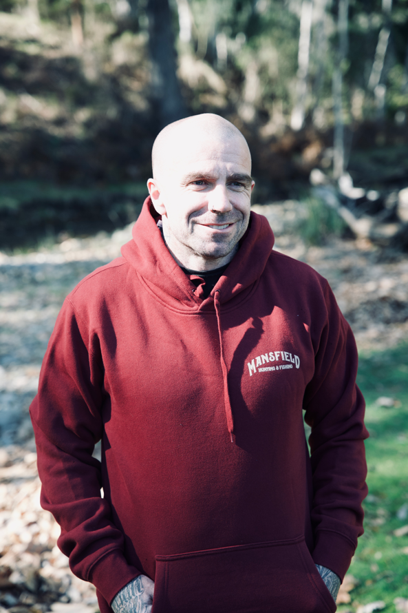 MHF Mens Sign Post Hoodie - Burgundy - - Mansfield Hunting & Fishing - Products to prepare for Corona Virus