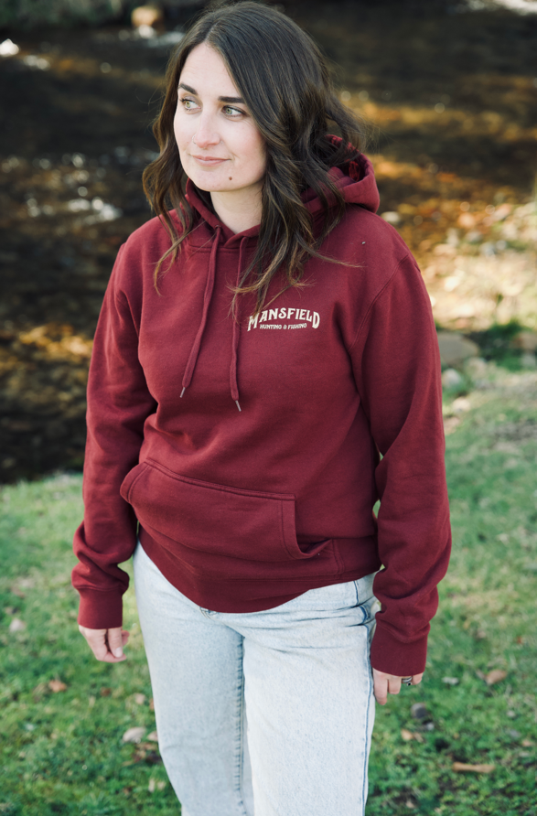 MHF Mens Sign Post Hoodie - Burgundy - - Mansfield Hunting & Fishing - Products to prepare for Corona Virus