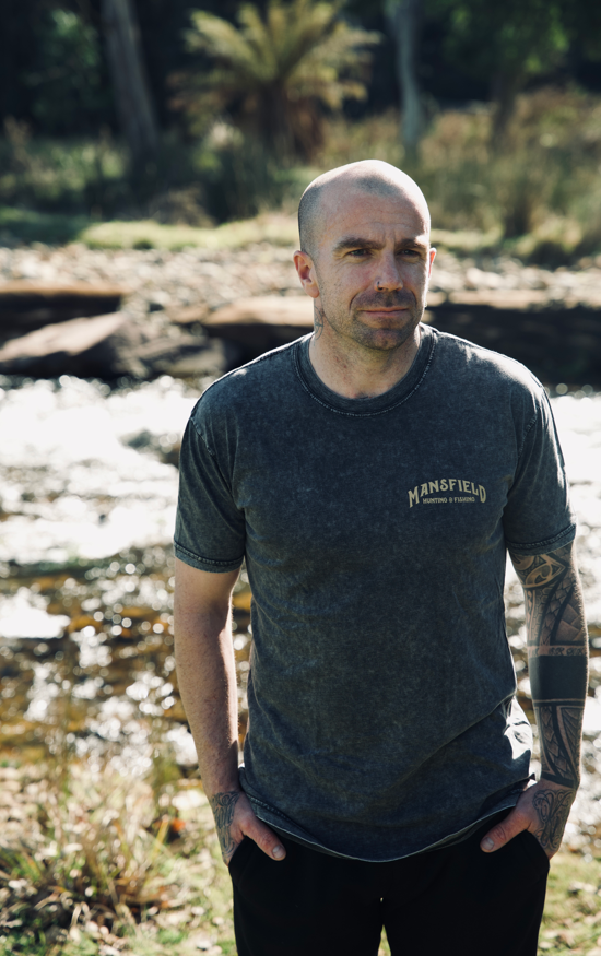 MHF Mens Sign Post T-Shirt - Stone Wash Black - - Mansfield Hunting & Fishing - Products to prepare for Corona Virus