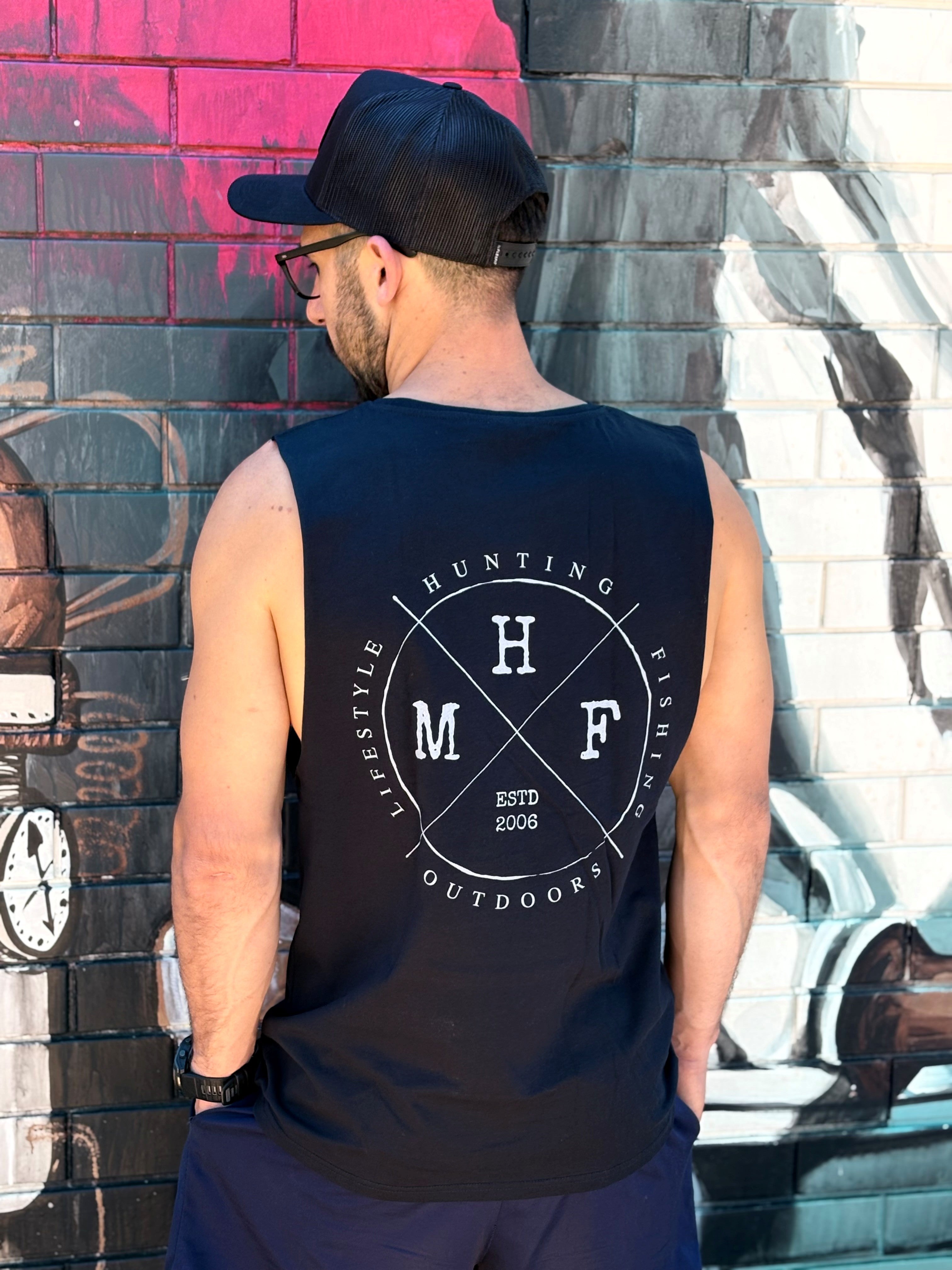 MHF Barnard Lifestyle Singlet - Navy - - Mansfield Hunting & Fishing - Products to prepare for Corona Virus