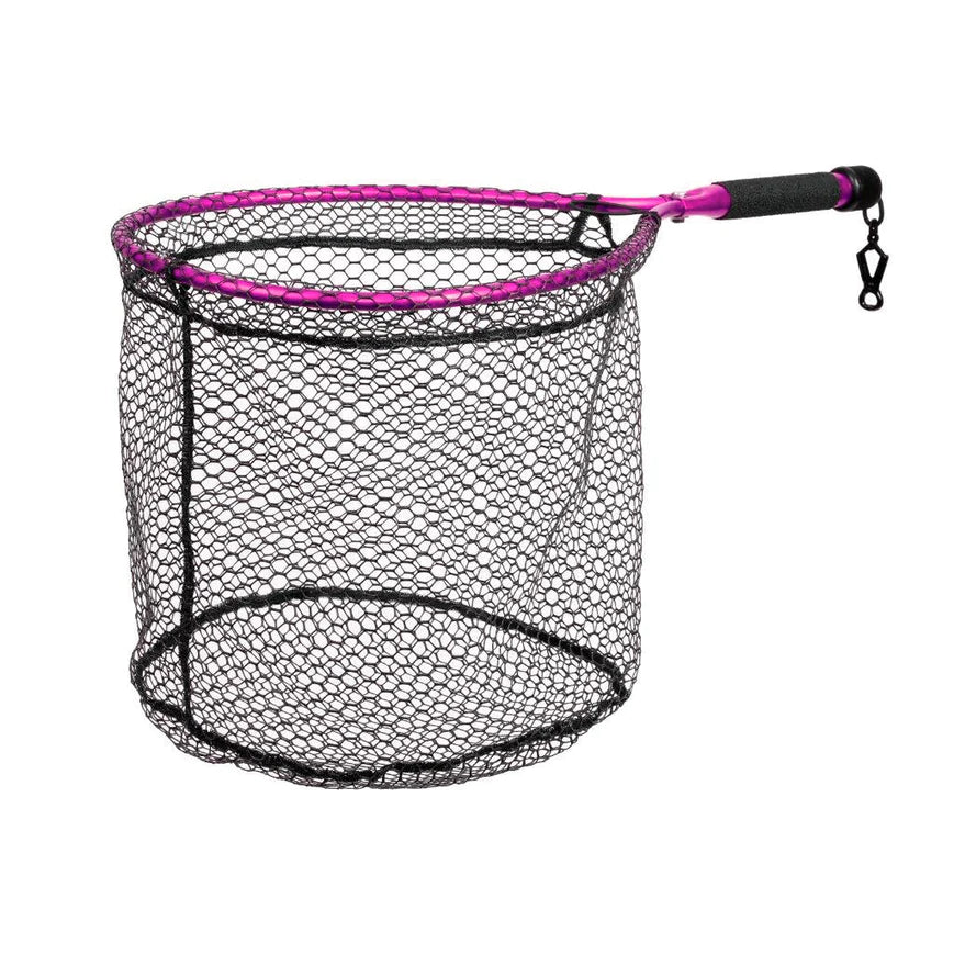 McLean Angling Rubber Mesh Pink Short Handle Weigh Net - MEDIUM / PINK - Mansfield Hunting & Fishing - Products to prepare for Corona Virus