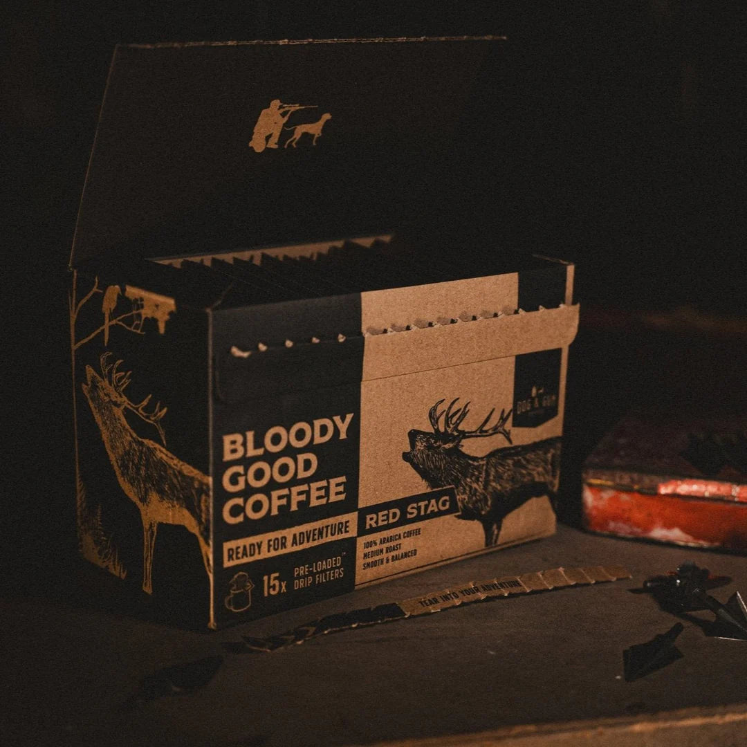Dog & Gun Coffee Pre Loaded Drip Filter Coffee - 15pkt - RED STAG - Mansfield Hunting & Fishing - Products to prepare for Corona Virus