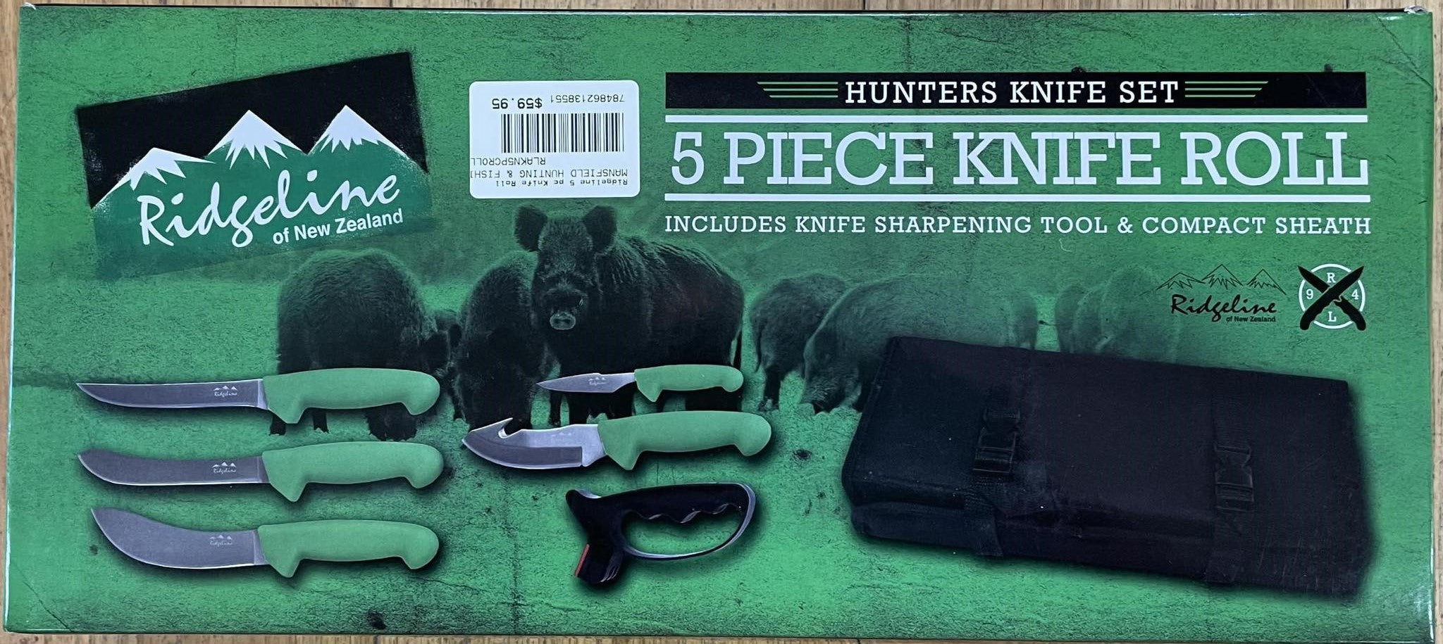 Ridgeline 5 pc Hunters Knife Roll - - Mansfield Hunting & Fishing - Products to prepare for Corona Virus