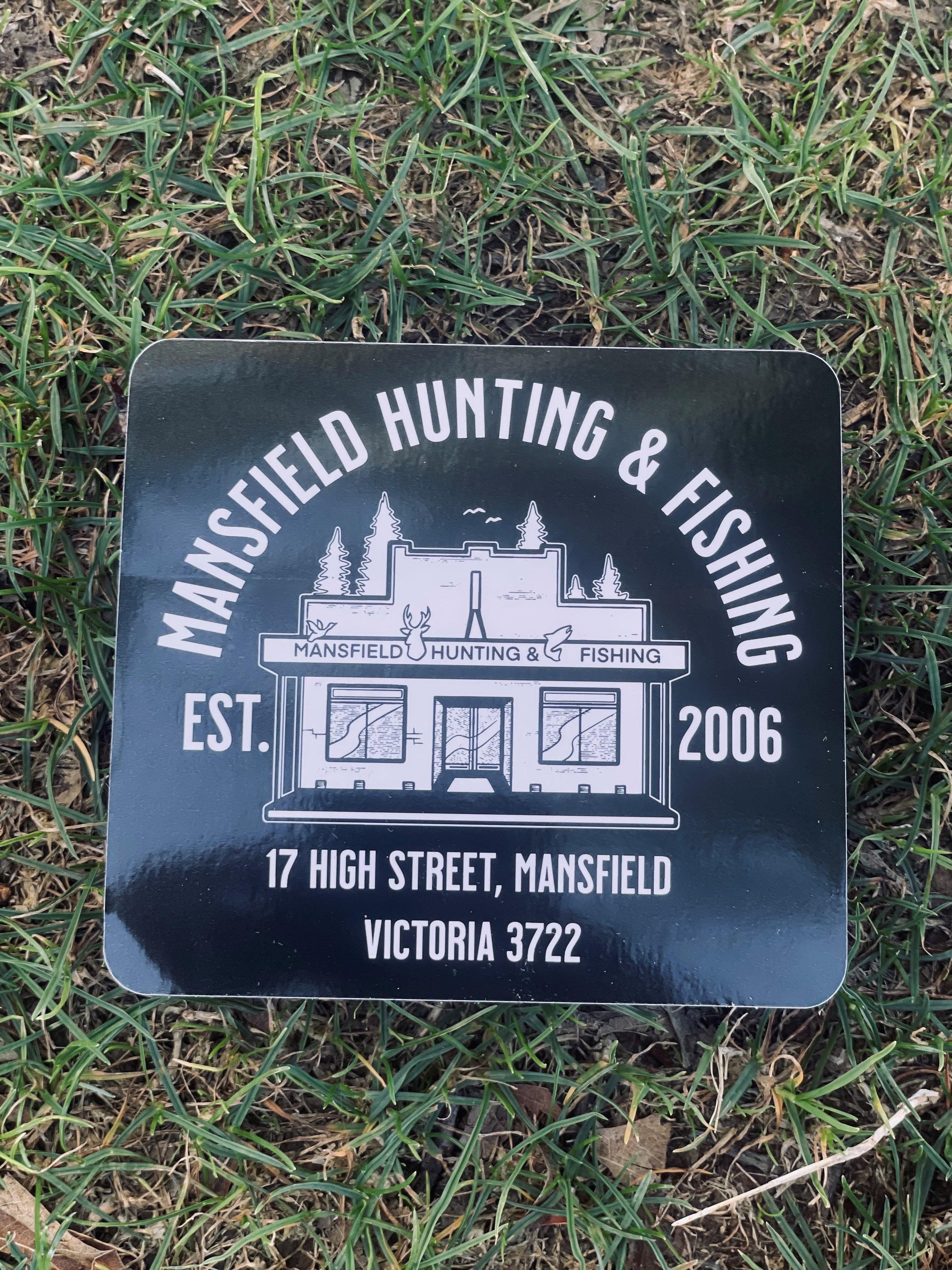 MHF Shop Front Black Sticker - - Mansfield Hunting & Fishing - Products to prepare for Corona Virus