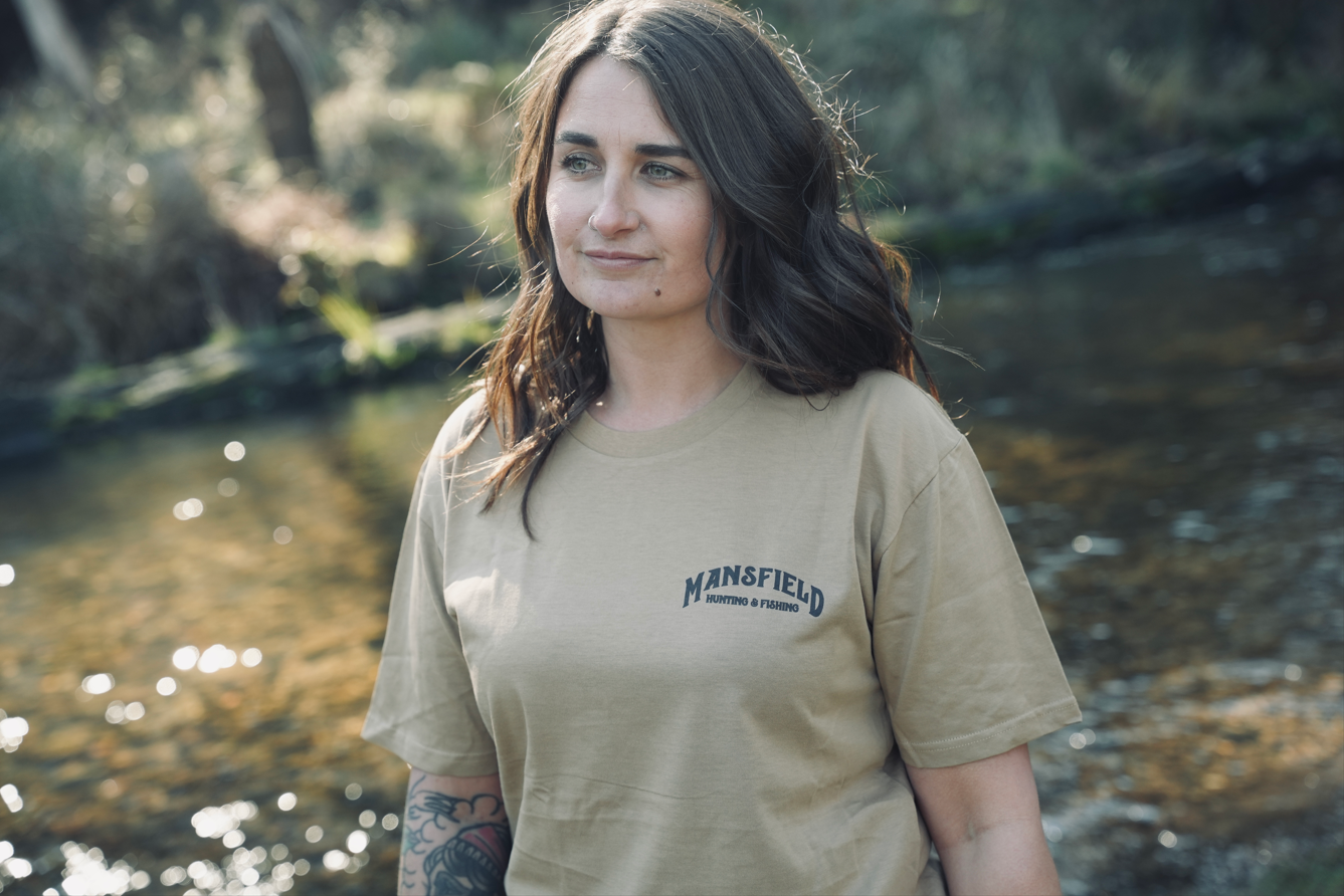 MHF Mens Sign Post T-Shirt - Khaki - - Mansfield Hunting & Fishing - Products to prepare for Corona Virus