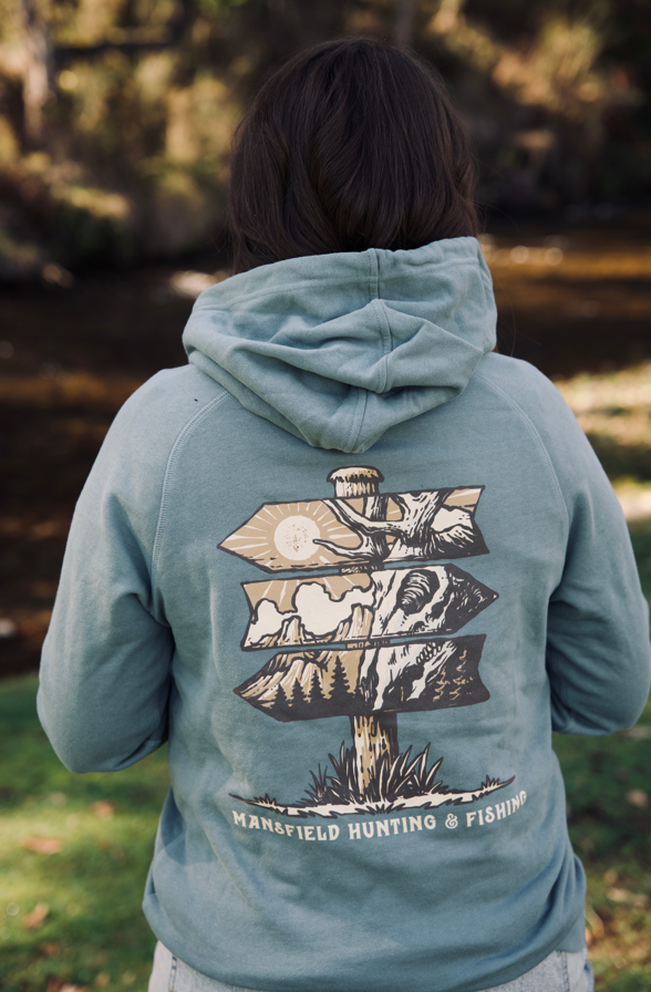 MHF Mens Sign Post Relax Fit Hoodie - Mineral - - Mansfield Hunting & Fishing - Products to prepare for Corona Virus