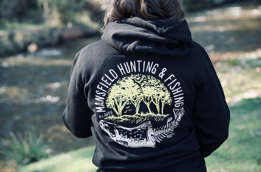 MHF Mens Skeleton Trout Hoodie - Black - - Mansfield Hunting & Fishing - Products to prepare for Corona Virus
