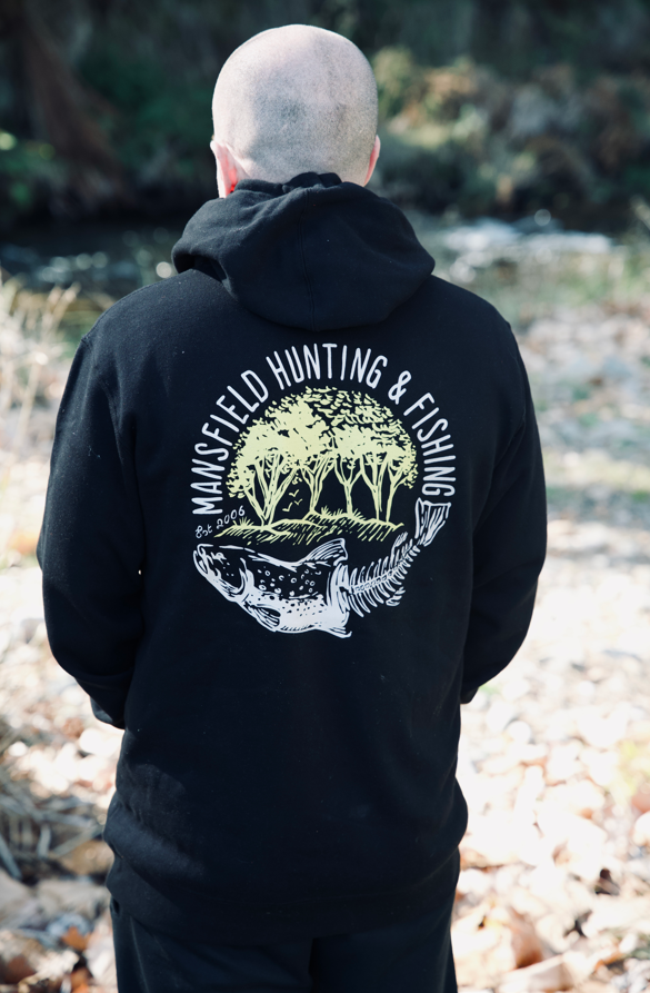 MHF Mens Skeleton Trout Hoodie - Black - - Mansfield Hunting & Fishing - Products to prepare for Corona Virus