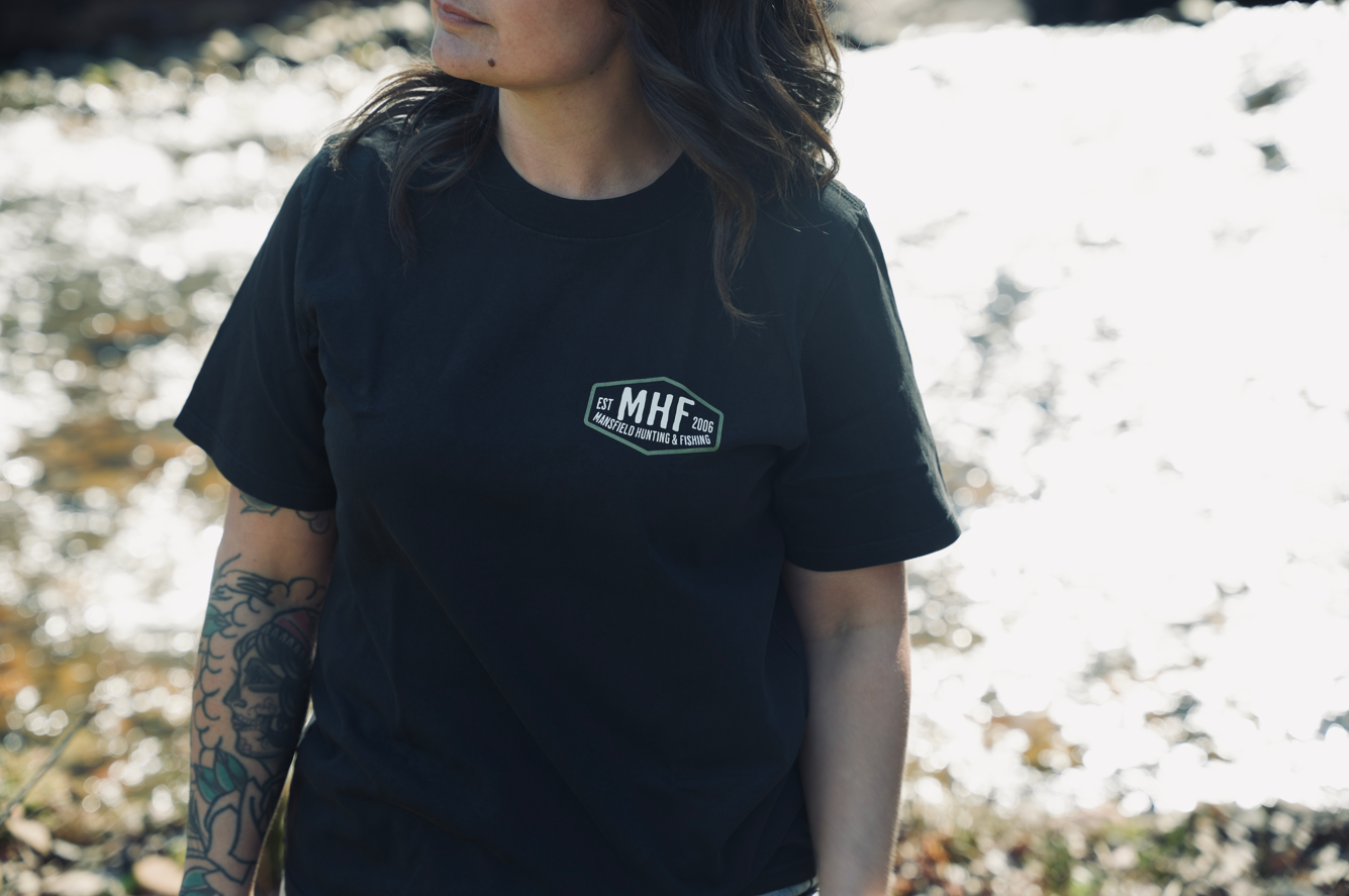 MHF Womens Skeleton Trout T-Shirt - Faded Black