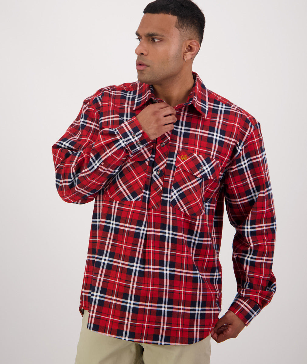 Swanndri Egmont Half Button Flannelette Shirt - Twin Pack - Sage/Rata - - Mansfield Hunting & Fishing - Products to prepare for Corona Virus