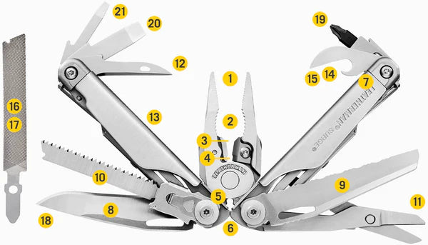 Leatherman Surge Multitool - Stainless Steel - - Mansfield Hunting & Fishing - Products to prepare for Corona Virus