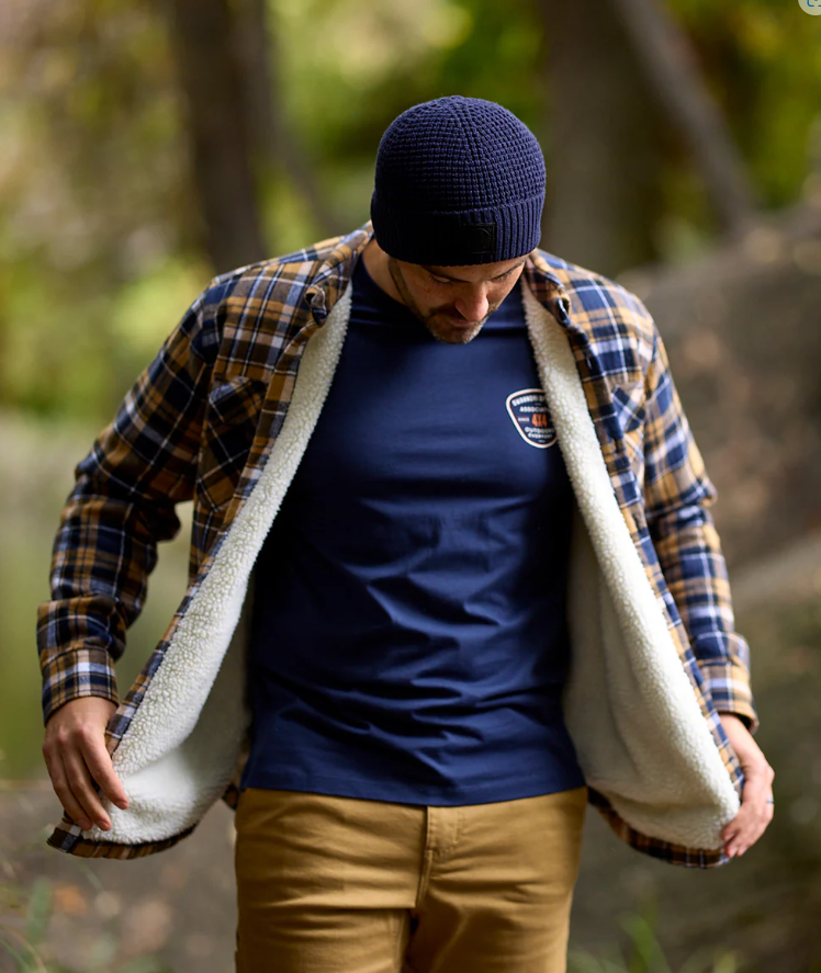 Swanndri Morven Sherpa Mens Long Sleeve Shirt - Navy/Cashew - - Mansfield Hunting & Fishing - Products to prepare for Corona Virus