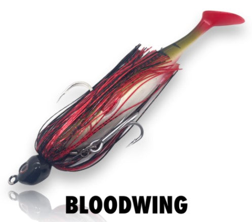 Spin Wright X Irukandji Beast Swim Jig 1oz 7 Inch - 7INCH / BLOODWING - Mansfield Hunting & Fishing - Products to prepare for Corona Virus