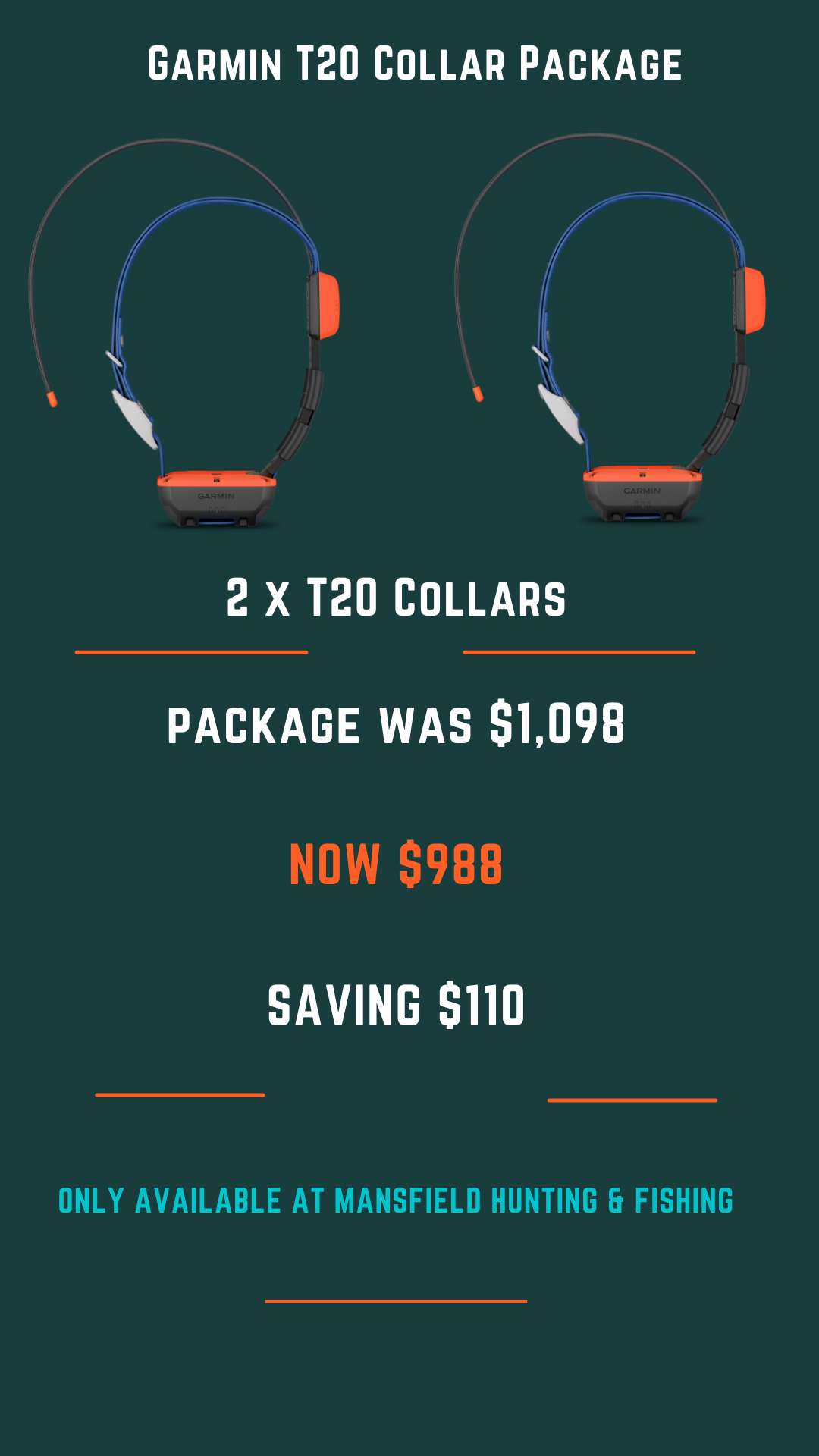Garmin T20 Collar Package - - Mansfield Hunting & Fishing - Products to prepare for Corona Virus