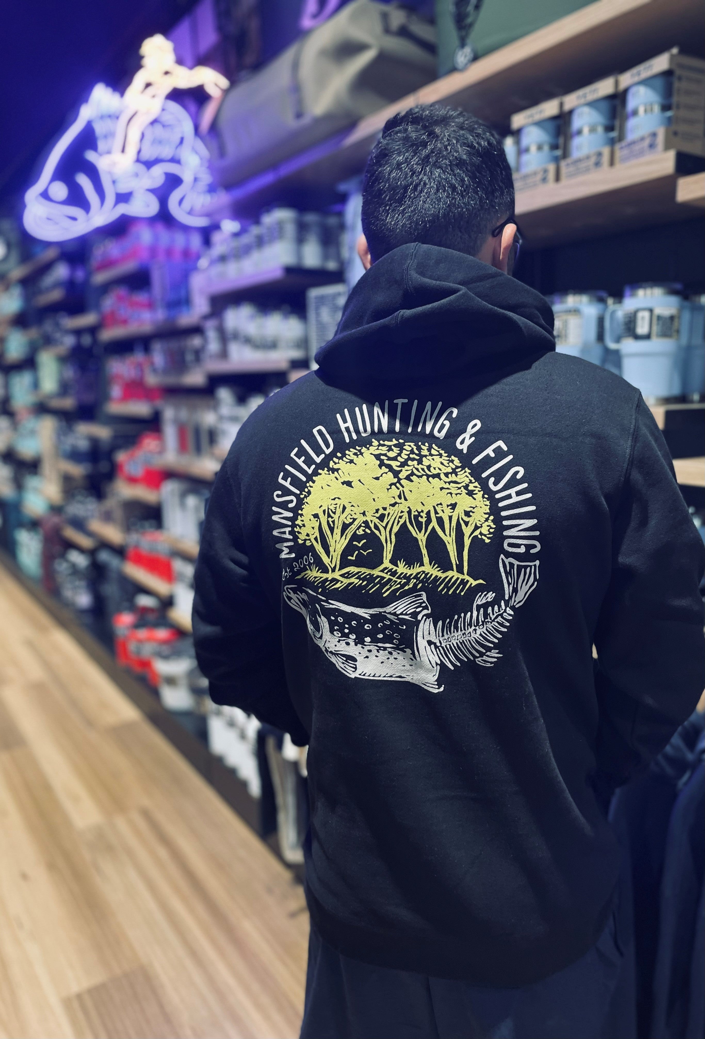 MHF Mens Skeleton Trout Hoodie - Black - - Mansfield Hunting & Fishing - Products to prepare for Corona Virus