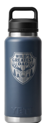 Yeti 36oz Bottle with Chug Cap (1065ml) - Wild's Greatest Dad - Fathers Day Limited Edition - 36OZ / NAVY - Mansfield Hunting & Fishing - Products to prepare for Corona Virus