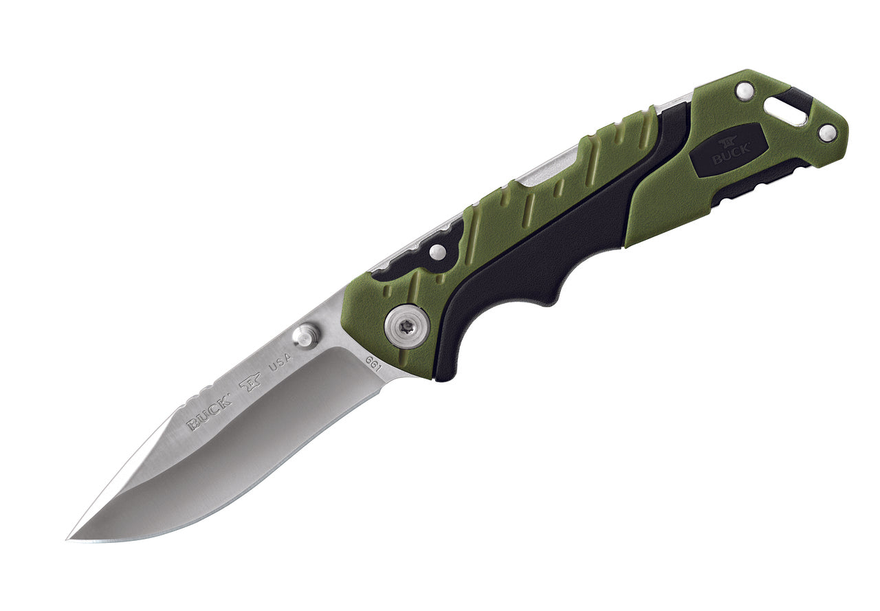 Buck Pursuit Small Folding Green Handle Pocket Knife - - Mansfield Hunting & Fishing - Products to prepare for Corona Virus
