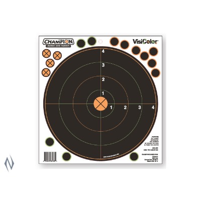 Champion Target Visicolour Adhesive 100yd Sight In Target5 Pack - - Mansfield Hunting & Fishing - Products to prepare for Corona Virus