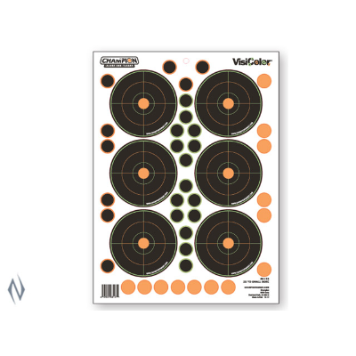Champion Target Visicolour Adhesive Small Bore Target 25yd 5 Pack - - Mansfield Hunting & Fishing - Products to prepare for Corona Virus
