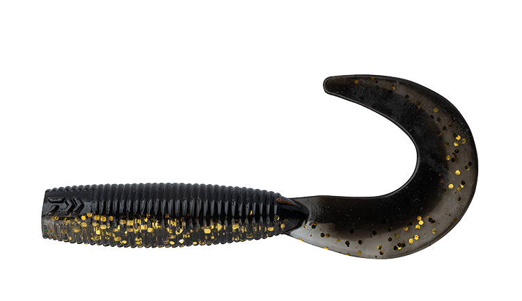 Daiwa Baitjunkie 2.5 Inch Grub - BLACK AND GOLD - Mansfield Hunting & Fishing - Products to prepare for Corona Virus