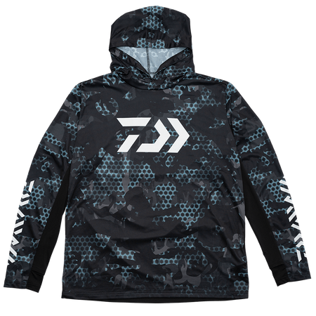 Daiwa Long Sleeve Hooded Fishing Jersey - Blue - S - Mansfield Hunting & Fishing - Products to prepare for Corona Virus