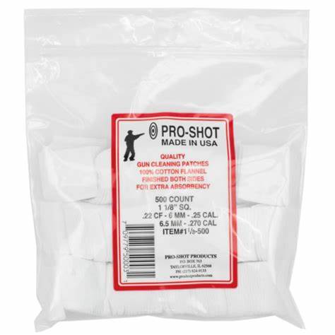 Pro-Shot 22-270 Cal Patches 500PK - - Mansfield Hunting & Fishing - Products to prepare for Corona Virus
