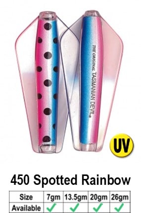 Tassie Devil 7gr - 7GR / 450 SPOTTED RAINBOW - Mansfield Hunting & Fishing - Products to prepare for Corona Virus