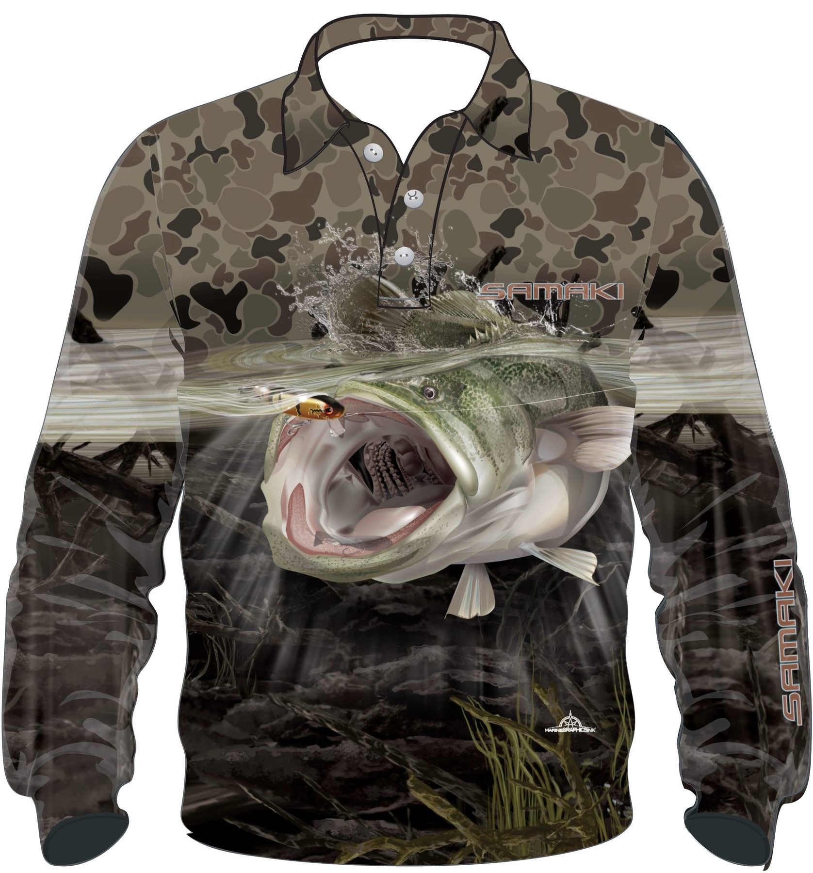 Samaki Kids Camo Cod L/S Fishing Shirt