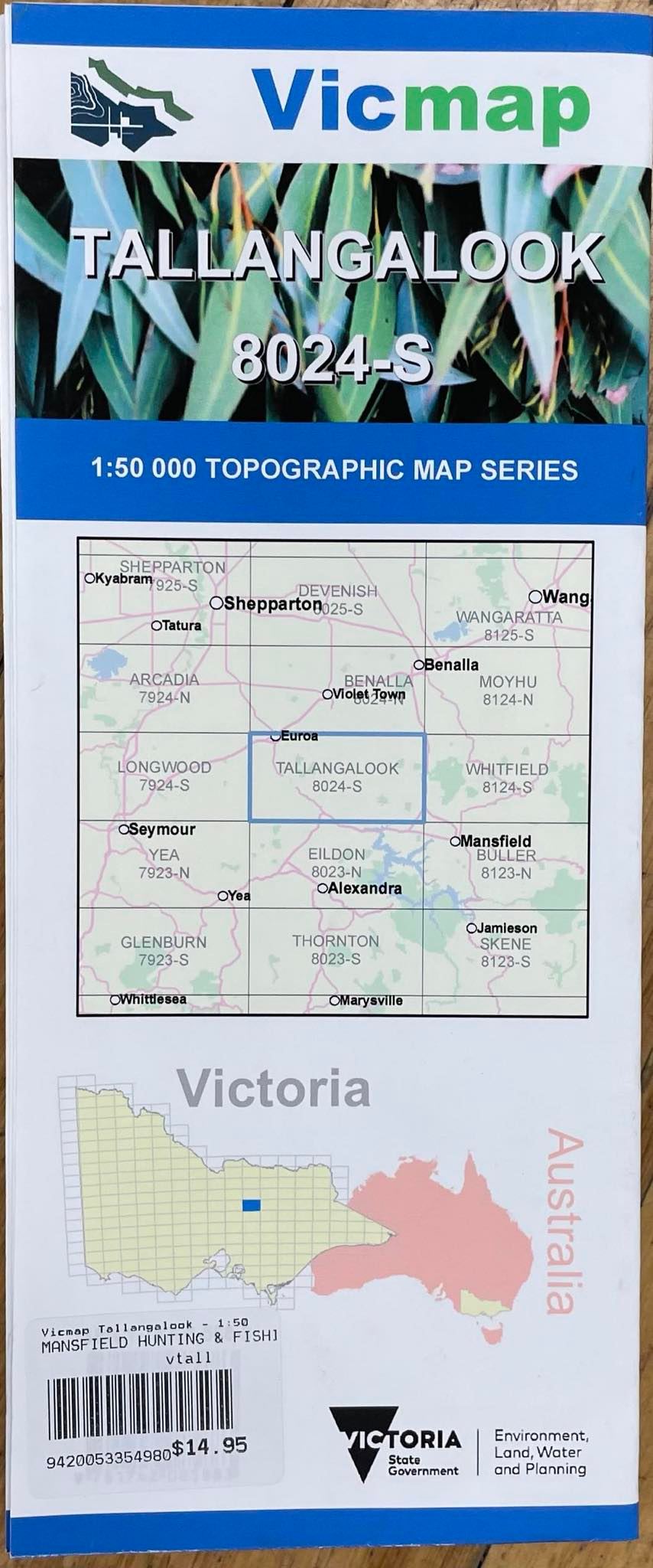 Vicmap - Tallangalook 8024-S (1:50,000) -  - Mansfield Hunting & Fishing - Products to prepare for Corona Virus