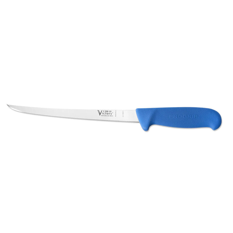 Victory Knives Narrow Fish Filleting Knife with Progrip Blue 22cm - - Mansfield Hunting & Fishing - Products to prepare for Corona Virus