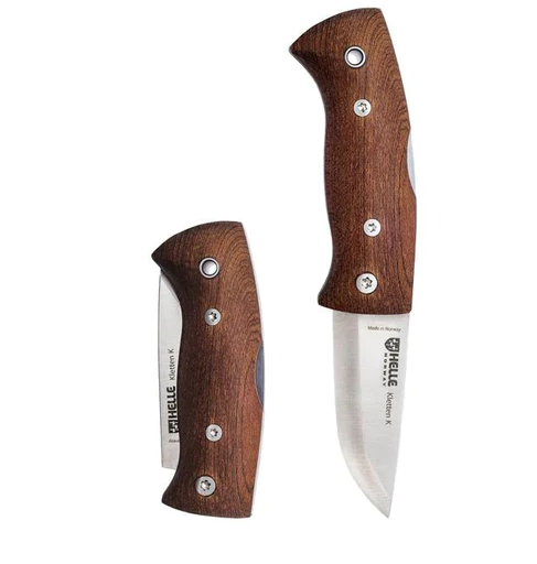 Helle Kletten K Folding Knife with Kebony Handle - - Mansfield Hunting & Fishing - Products to prepare for Corona Virus