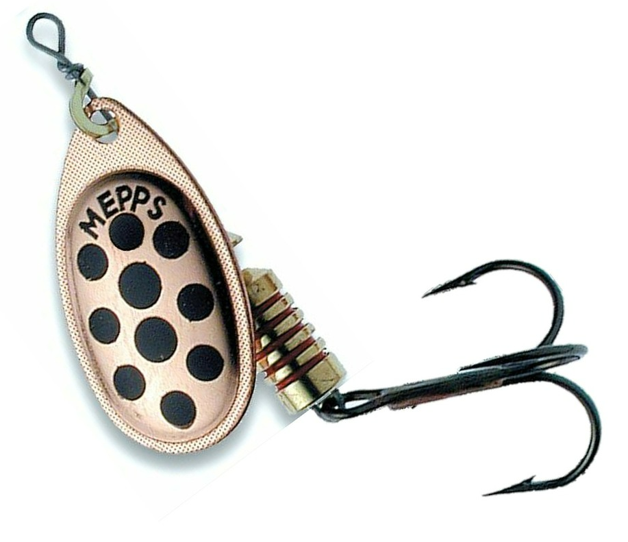 Mepps Aglia Spinner - 2 / COPPER BLACK DOTS - Mansfield Hunting & Fishing - Products to prepare for Corona Virus