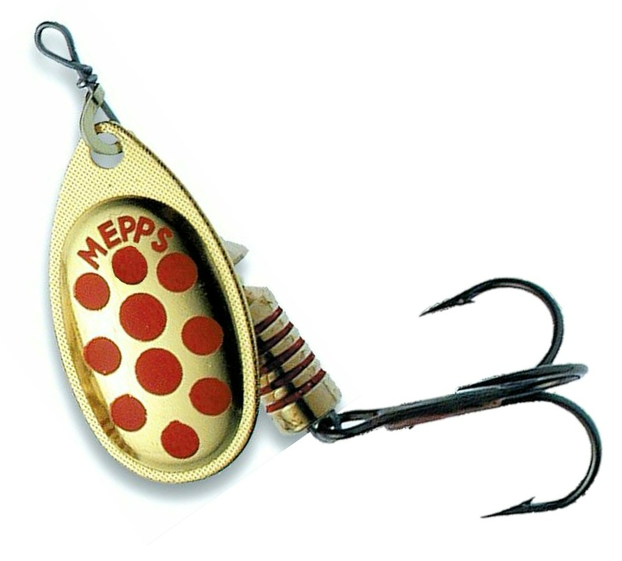 Mepps Aglia Spinner - 1 / GOLD RED DOTS - Mansfield Hunting & Fishing - Products to prepare for Corona Virus