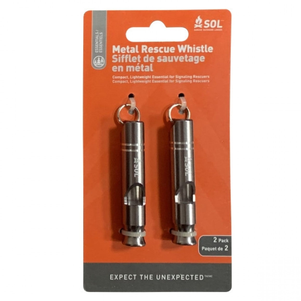 SOL Metal Rescue Whistle 2 Pack - - Mansfield Hunting & Fishing - Products to prepare for Corona Virus