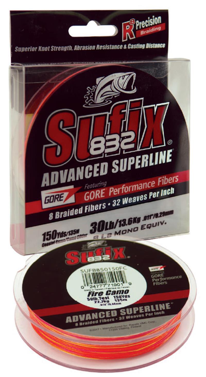 Sufix 832 Braid - Fire Camo - 10LB - Mansfield Hunting & Fishing - Products to prepare for Corona Virus