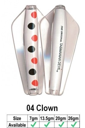 Tassie Devil - 26gr Lure - 26GR / 4 CLOWN - Mansfield Hunting & Fishing - Products to prepare for Corona Virus