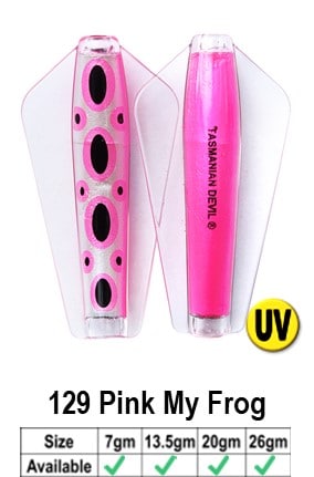 Tassie Devil - 26gr Lure - 26GR / 129 PINK MY FROG - Mansfield Hunting & Fishing - Products to prepare for Corona Virus