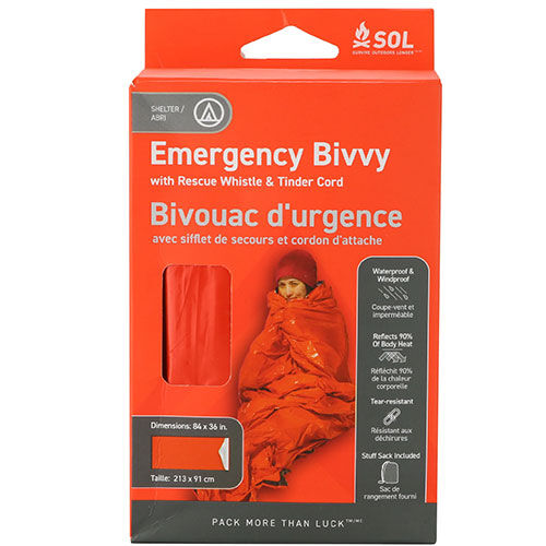 SOL Emergency Bivvy with Rescue Whistle & Tinder Cord