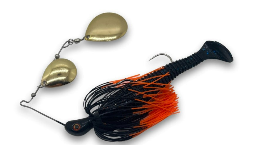 Spin Wright 1/2oz Spinner Bait Rigged With 6 Inch Plastic - 1/2OZ / BLACK ORANGE - Mansfield Hunting & Fishing - Products to prepare for Corona Virus
