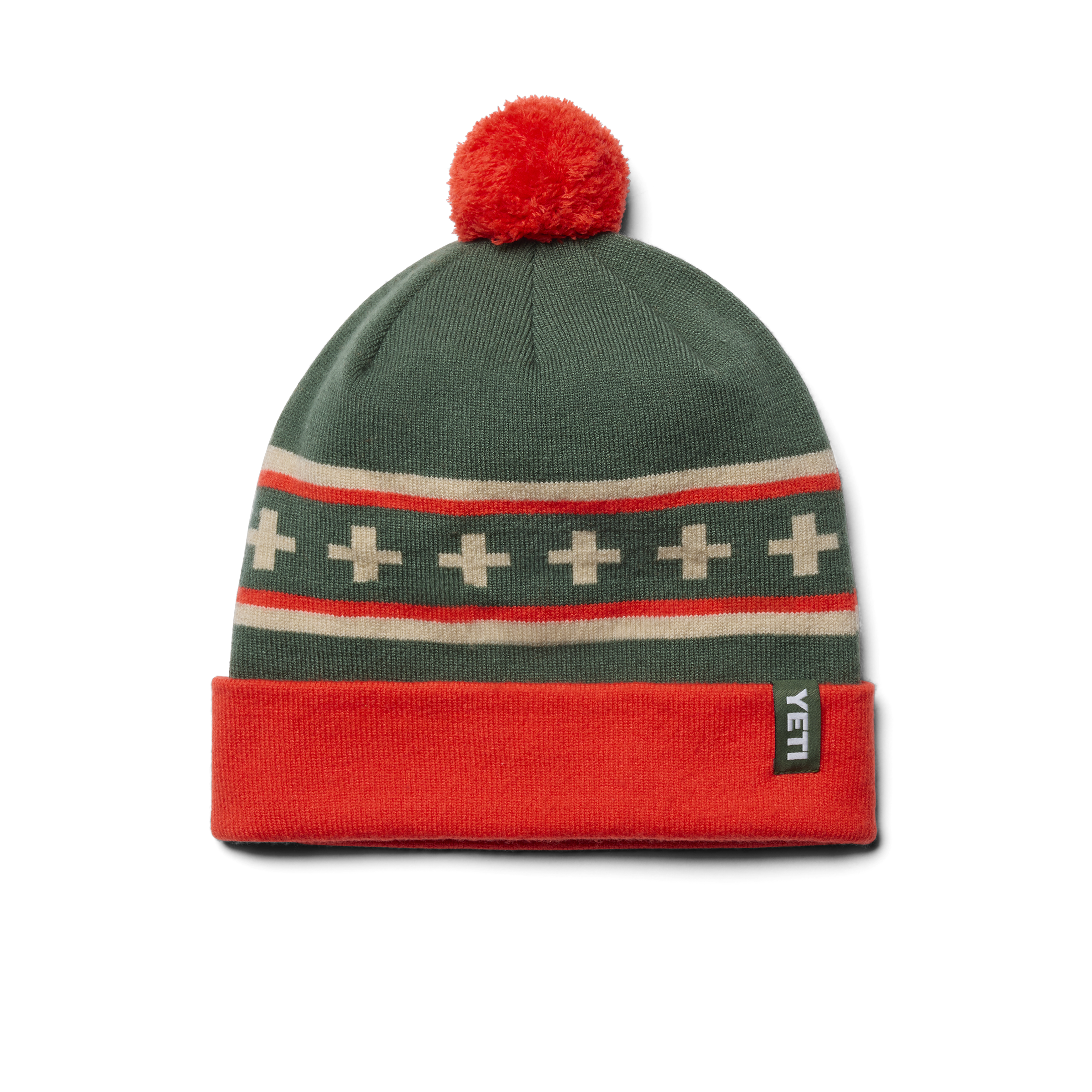 Yeti INTL Pom Pom Beanie - GREEN/ORANGE - Mansfield Hunting & Fishing - Products to prepare for Corona Virus