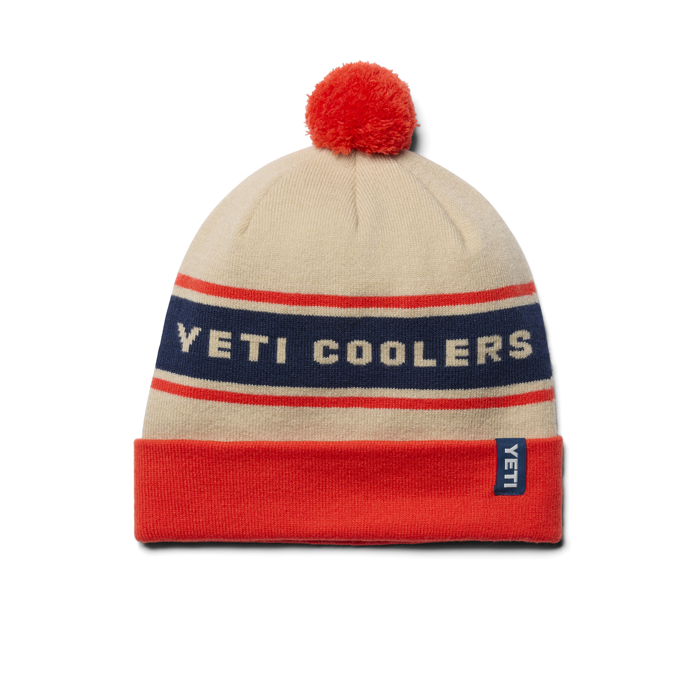Yeti INTL Pom Pom Beanie - WHITE/ORANGE - Mansfield Hunting & Fishing - Products to prepare for Corona Virus