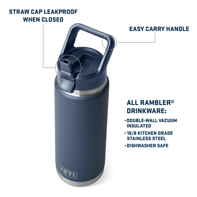 Yeti Rambler 26oz C Straw Bottle (769ml) - - Mansfield Hunting & Fishing - Products to prepare for Corona Virus