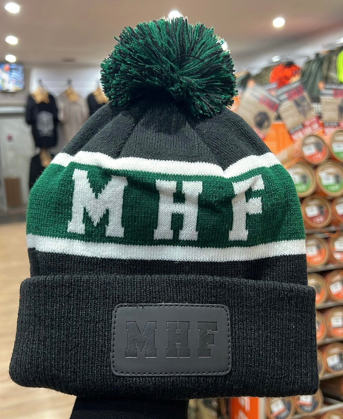 MHF Patch Beanie - Bottle Green - BOTTLE GREEN - Mansfield Hunting & Fishing - Products to prepare for Corona Virus