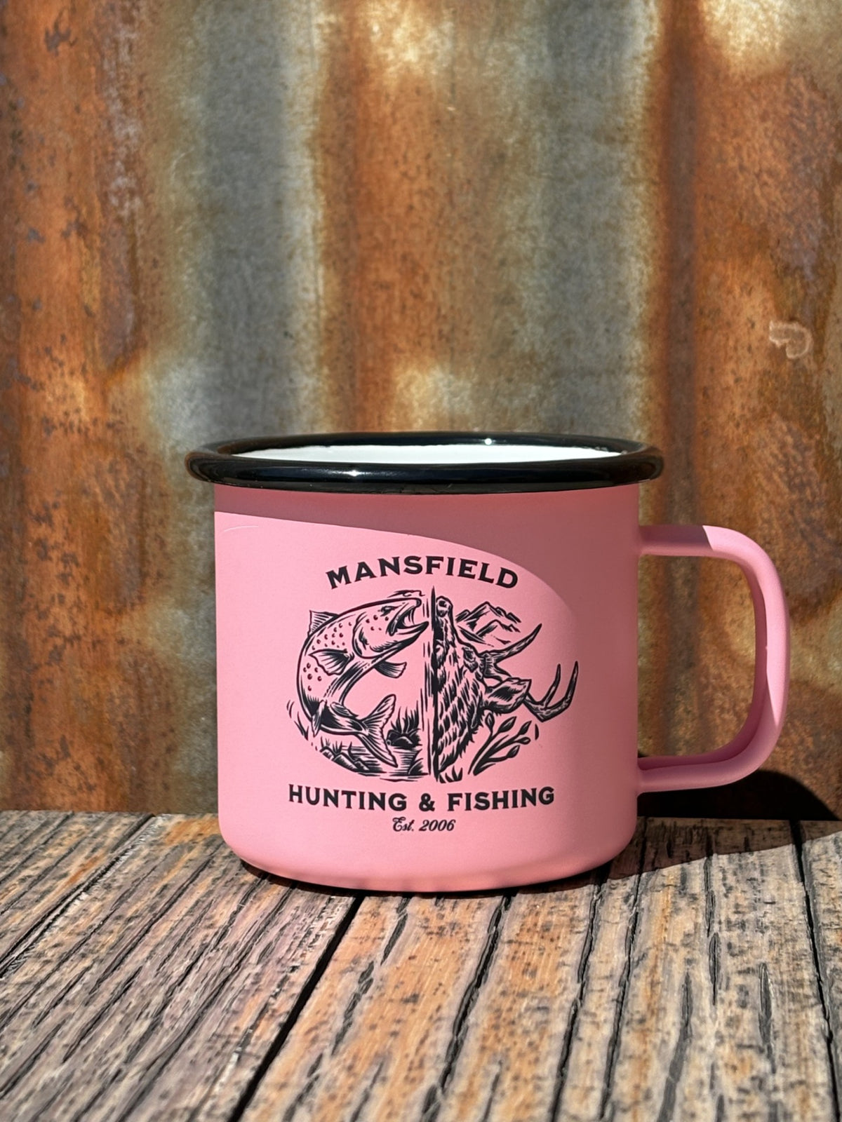 MHF Outdoors Enamel Camp Mug - PINK - Mansfield Hunting & Fishing - Products to prepare for Corona Virus