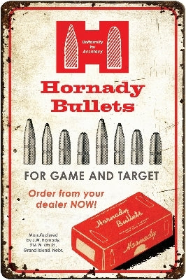 Hornady Bullets Rustic Tin Sign
